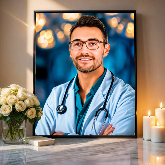 Portret doktora - plakat, spersonalizowany prezent dla lekarza - idamell.com