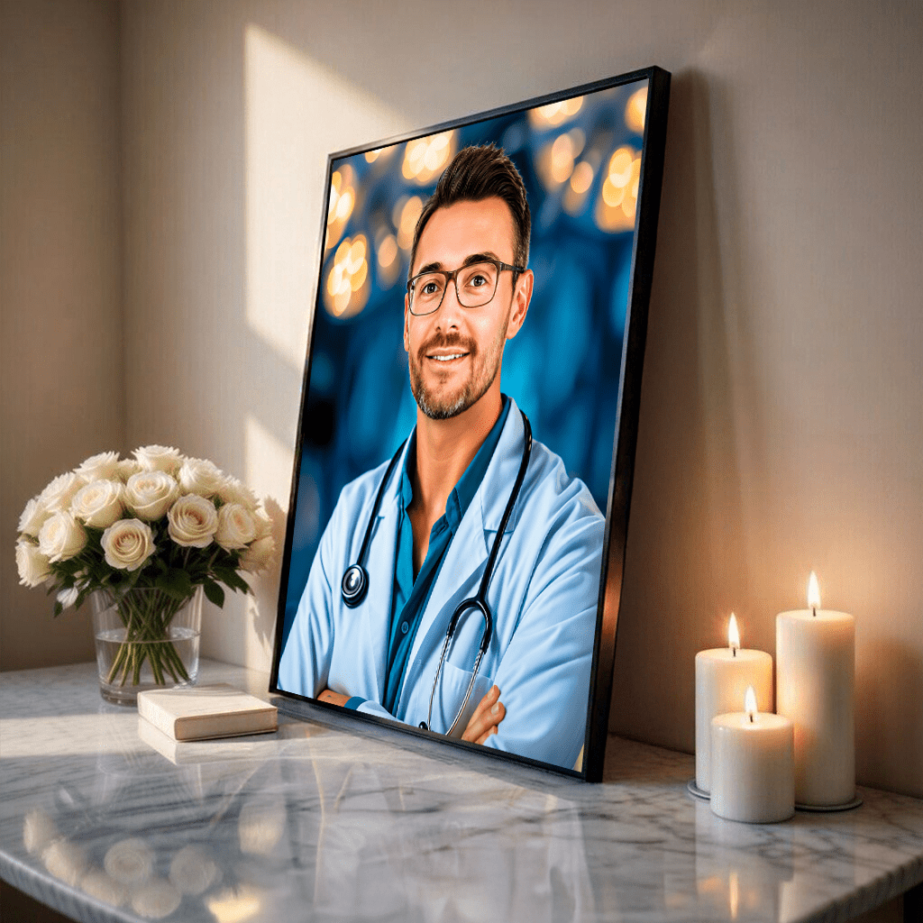 Portret doktora - plakat, spersonalizowany prezent dla lekarza - idamell.com