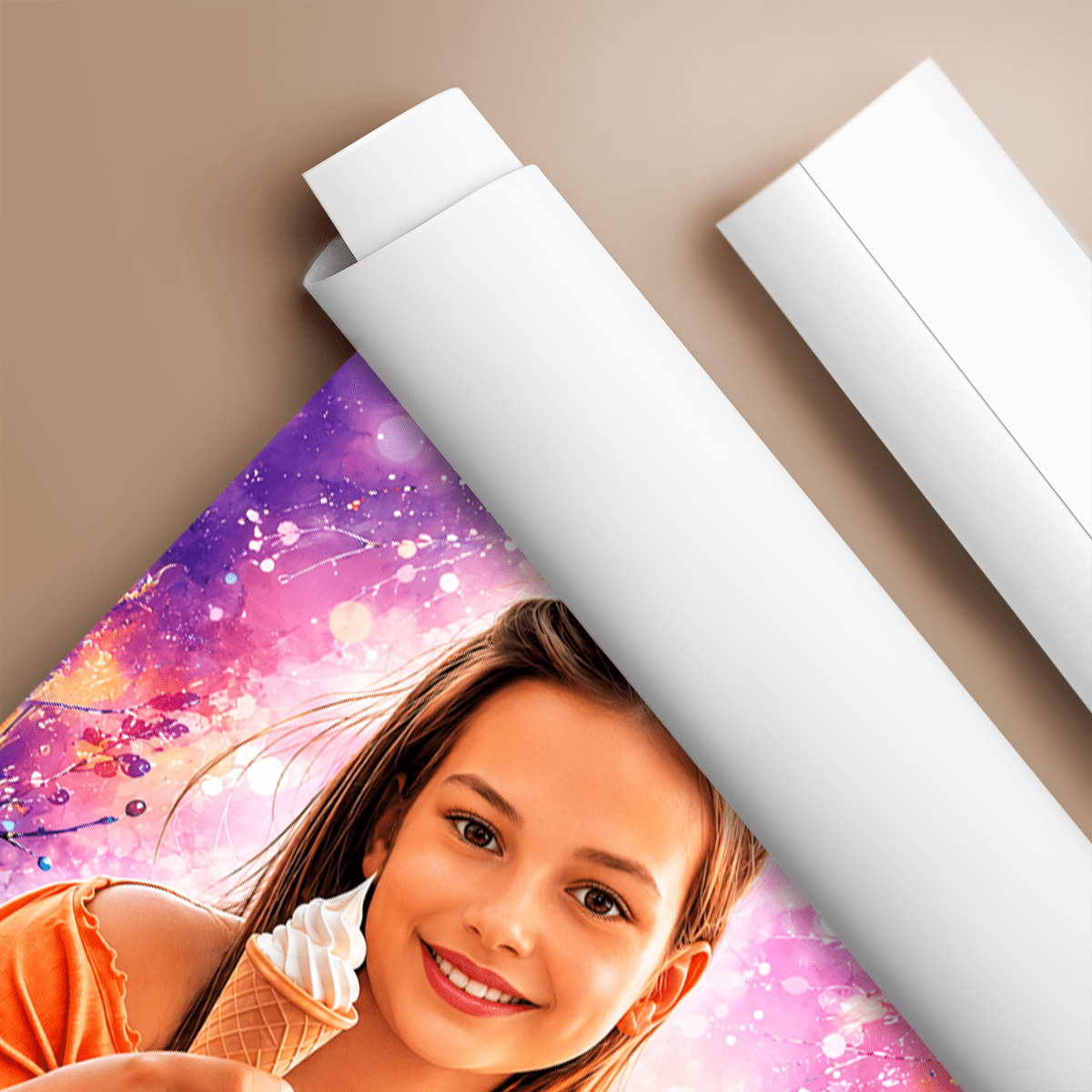 Portret dziecka + kolorowe tło - plakat, spersonalizowany prezent dla dziecka - idamell.com