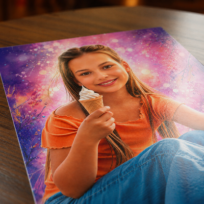 Portret dziecka + kolorowe tło - plakat, spersonalizowany prezent dla dziecka - idamell.com