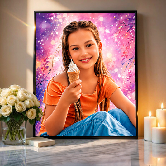 Portret dziecka + kolorowe tło - plakat, spersonalizowany prezent dla dziecka - idamell.com