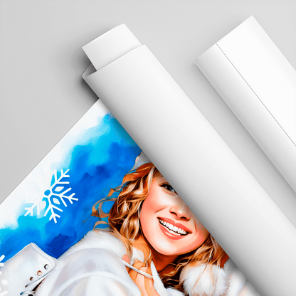 Portret dziewczyny w świątecznym stylu - plakat, spersonalizowany prezent dla dziewczyny - idamell.com