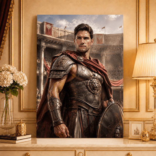 Portret gladiatora - druk na płótnie, spersonalizowany prezent dla niego - idamell.com