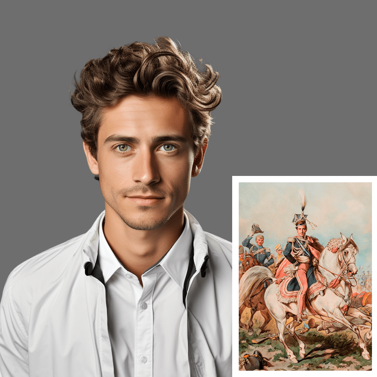 Portret historyczny żołnierza - druk na płótnie, spersonalizowany prezent dla mężczyzny - idamell.com