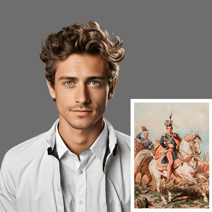 Portret historyczny żołnierza - druk na płótnie, spersonalizowany prezent dla mężczyzny - idamell.com