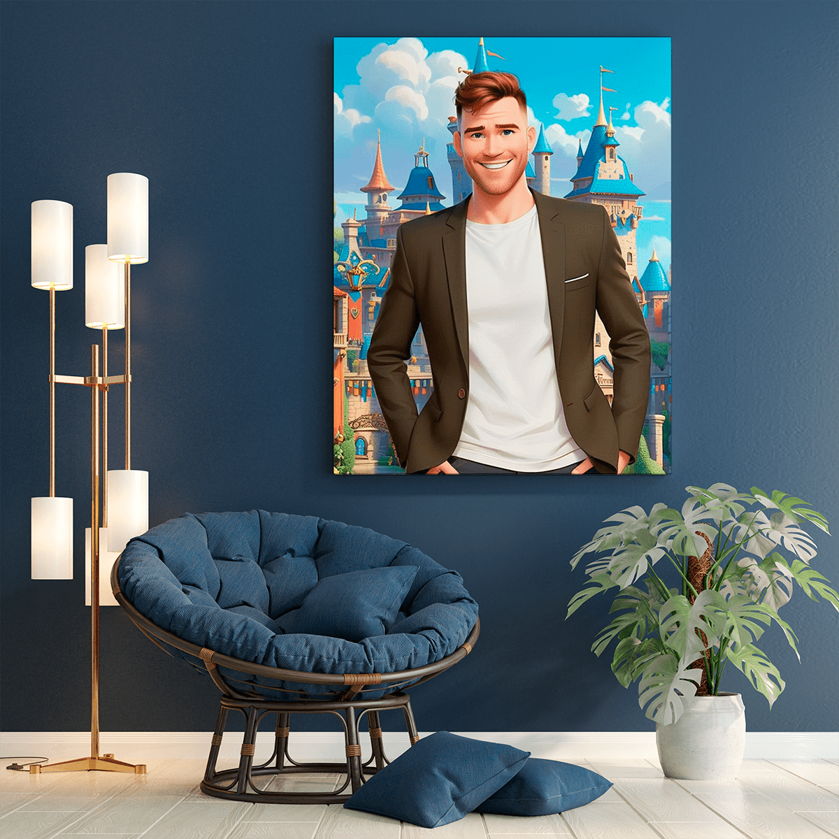 Portret jak z bajki - Druk na płótnie, spersonalizowany prezent dla niego - idamell.com