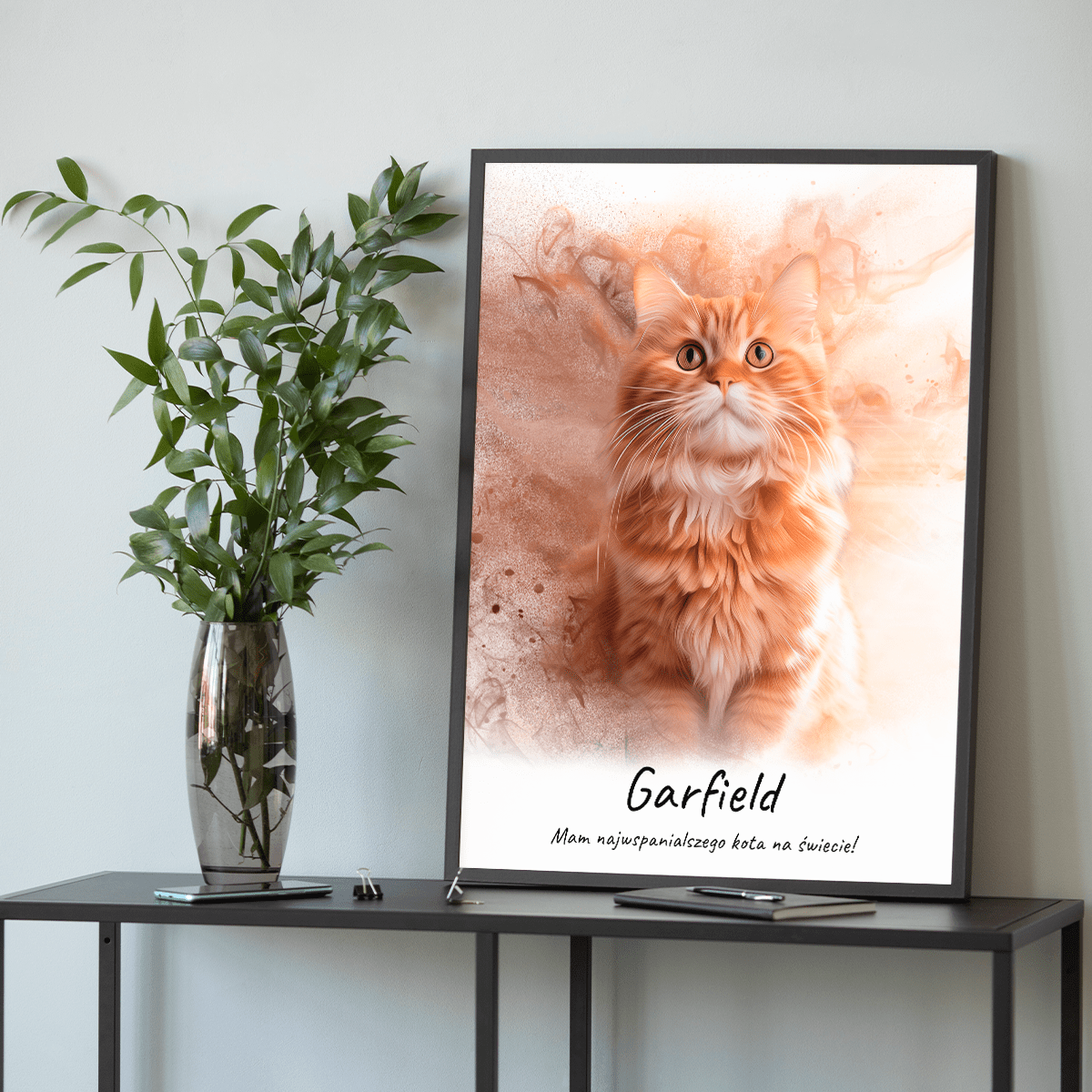 Portret kota - plakat, spersonalizowany prezent dla właściciela kota - idamell.com