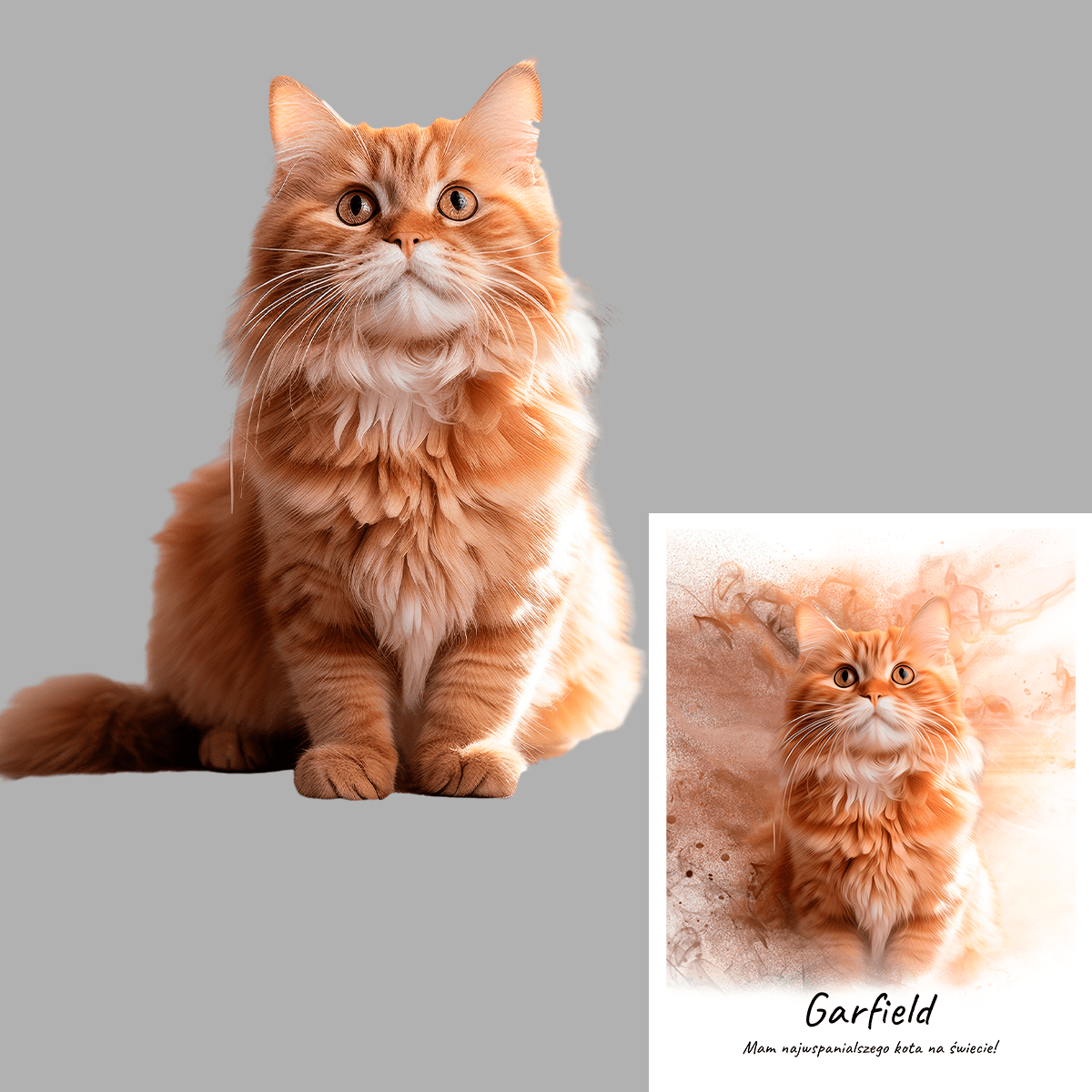 Portret kota - plakat, spersonalizowany prezent dla właściciela kota - idamell.com