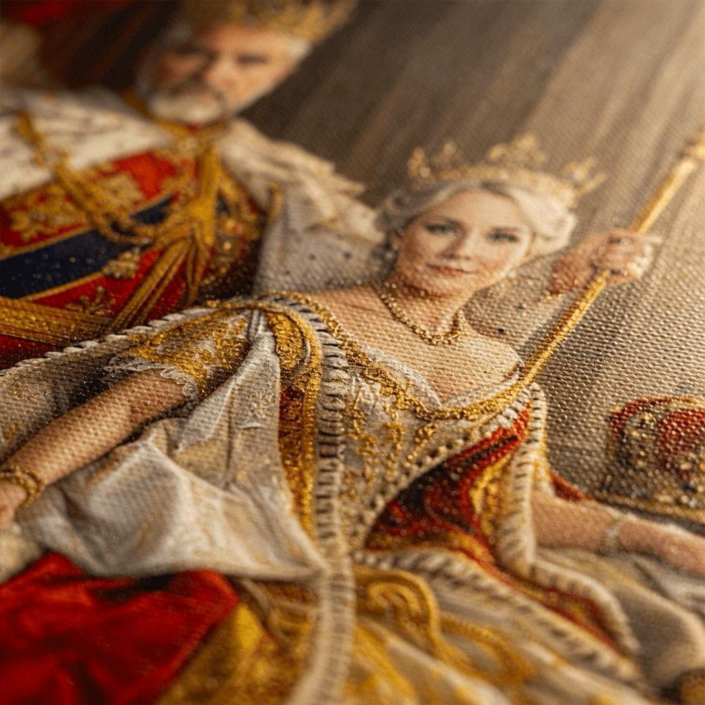 Portret króla z królową - druk na płótnie, spersonalizowany prezent dla dziadków - idamell.com