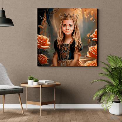 Portret małej księżniczki - druk na płótnie, spersonalizowany prezent dla dziecka - idamell.com