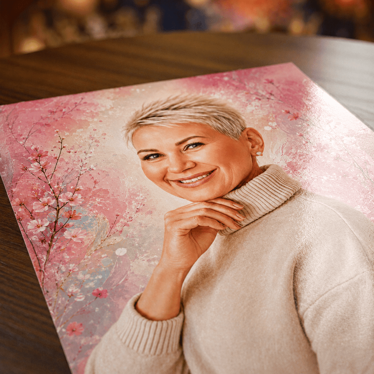 Portret mamy + kolorowe tło - plakat, spersonalizowany prezent dla mamy - idamell.com