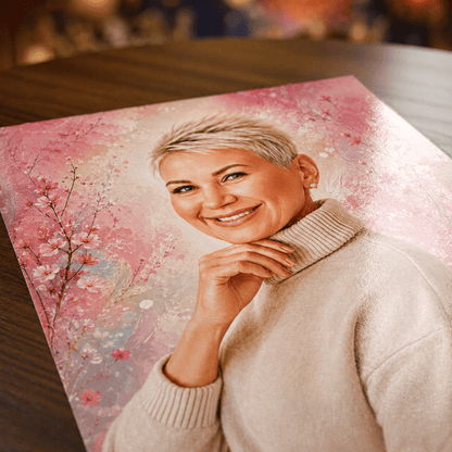 Portret mamy + kolorowe tło - plakat, spersonalizowany prezent dla mamy - idamell.com