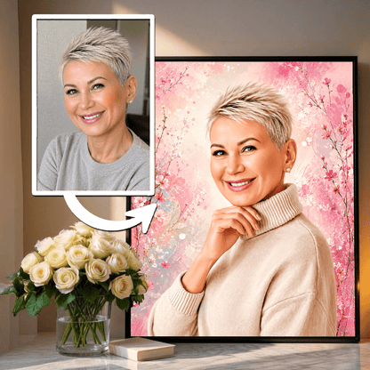 Portret mamy + kolorowe tło - plakat, spersonalizowany prezent dla mamy - idamell.com