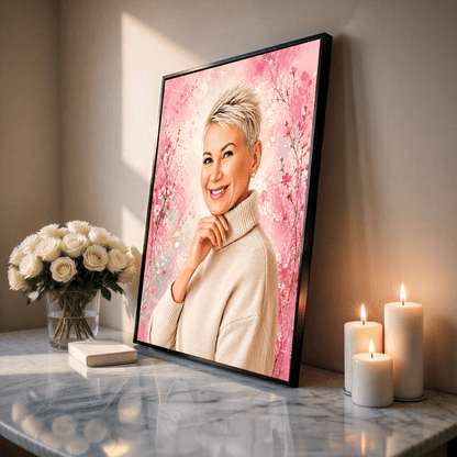 Portret mamy + kolorowe tło - plakat, spersonalizowany prezent dla mamy - idamell.com