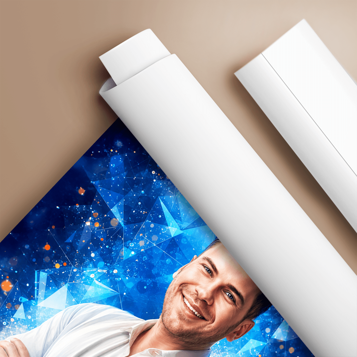 Portret mężczyzny + kolorowe tło - plakat, spersonalizowany prezent dla niego - idamell.com