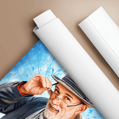 Portret mojego dziadka - plakat, spersonalizowany prezent dla dziadka - idamell.com
