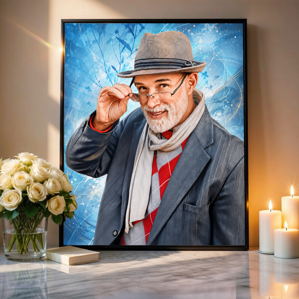 Portret mojego dziadka - plakat, spersonalizowany prezent dla dziadka - idamell.com