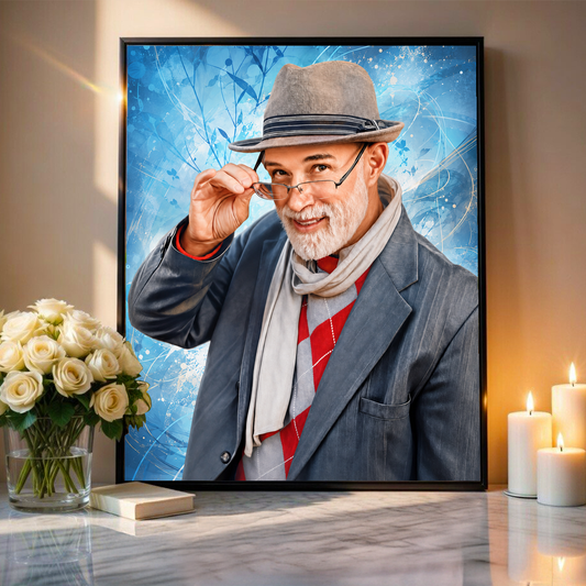 Portret mojego dziadka - plakat, spersonalizowany prezent dla dziadka - idamell.com