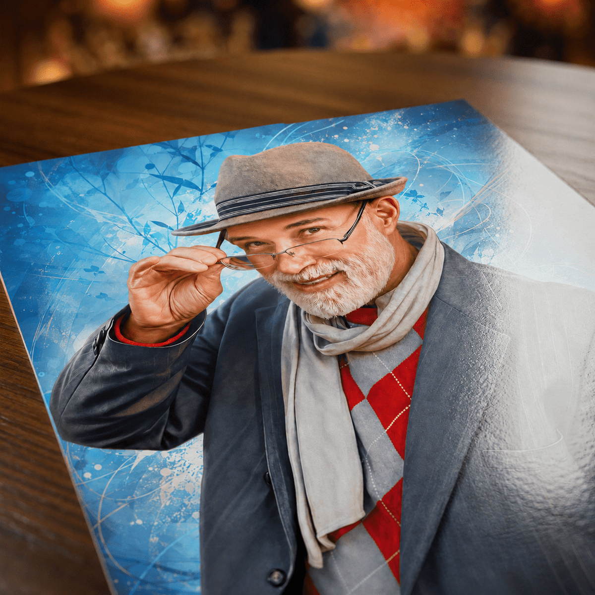 Portret mojego dziadka - plakat, spersonalizowany prezent dla dziadka - idamell.com