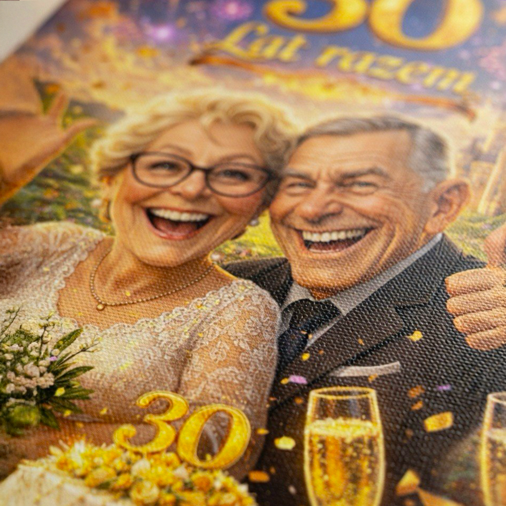Portret na ich 30 rocznicę ślubu - druk na płótnie, spersonalizowany prezent dla pary - idamell.com