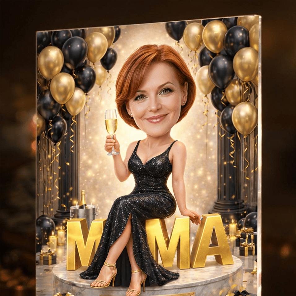 Portret + napis Kocham Cię Mamo - Druk na szkle, spersonalizowany prezent dla mamy - idamell.com