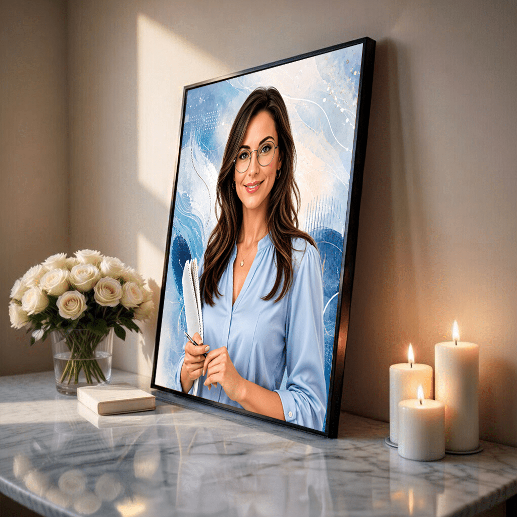 Portret nauczyciela - plakat, spersonalizowany prezent dla nauczyciela - idamell.com