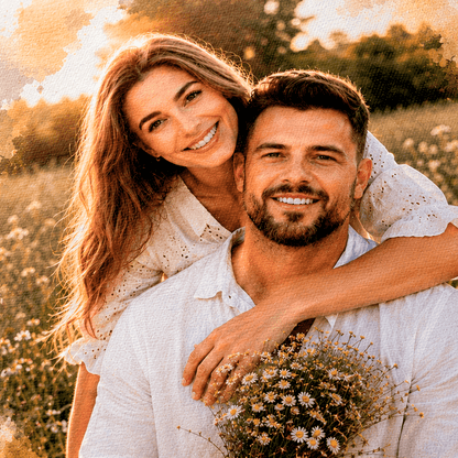 Portret pary akwarelą - druk na płótnie, spersonalizowany prezent dla pary - idamell.com