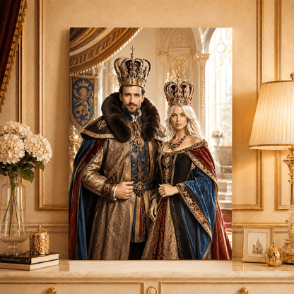 Portret pary królewskiej - druk na płótnie, spersonalizowany prezent dla rodziców - idamell.com