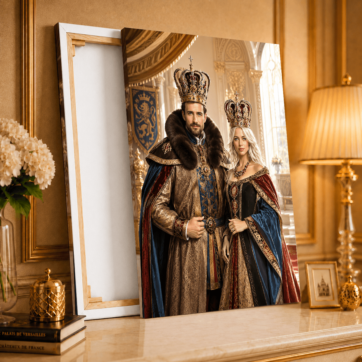 Portret pary królewskiej - druk na płótnie, spersonalizowany prezent dla rodziców - idamell.com