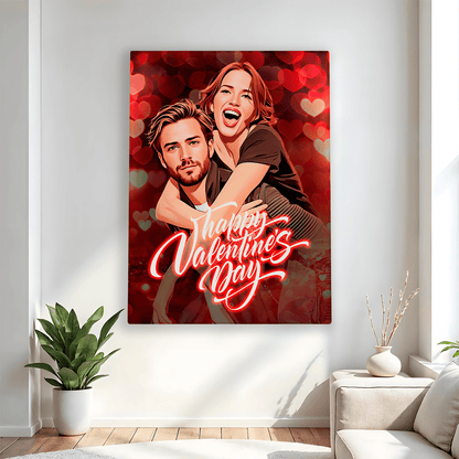 Portret pary w stylu art - druk na płótnie, spersonalizowany prezent dla niego - idamell.com