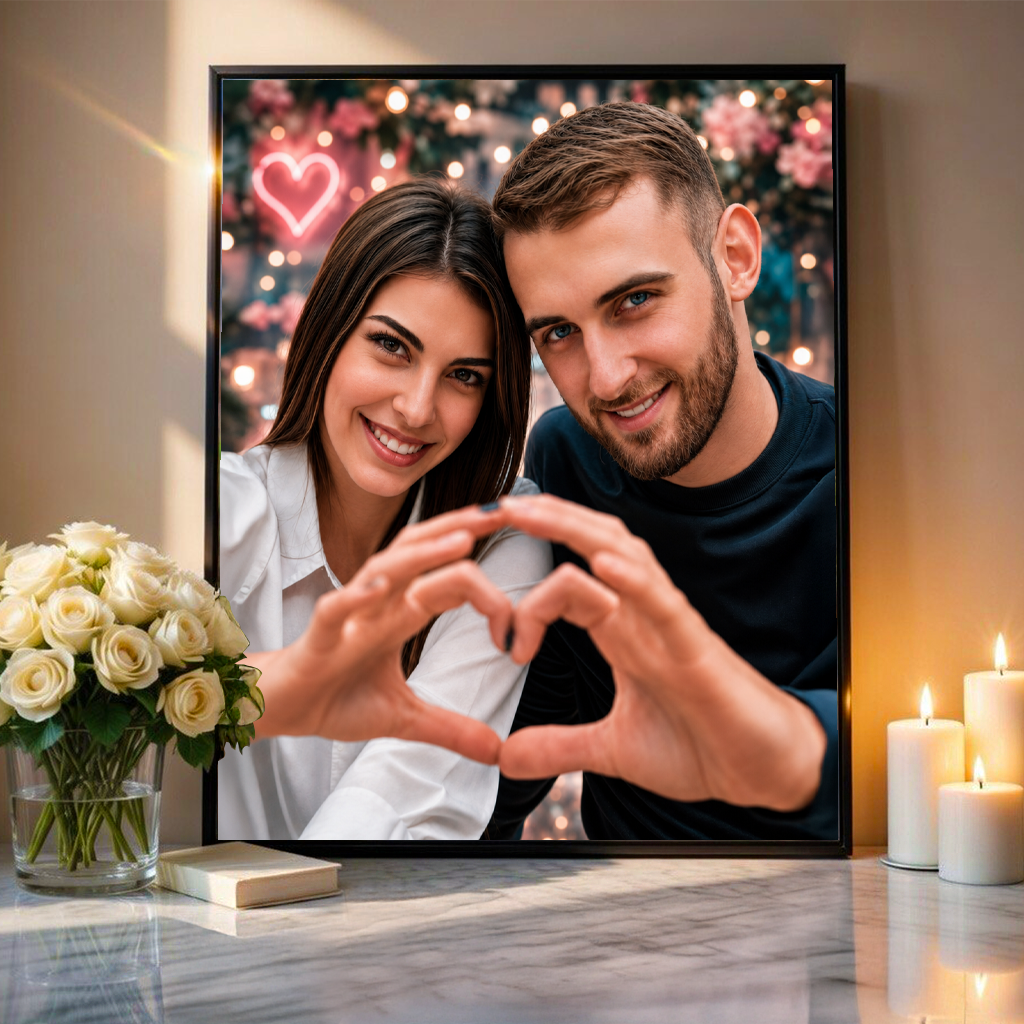 Portret pary zakochanych - plakat, spersonalizowany prezent dla pary - idamell.com
