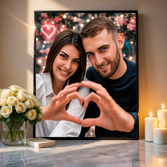 Portret pary zakochanych - plakat, spersonalizowany prezent dla pary - idamell.com