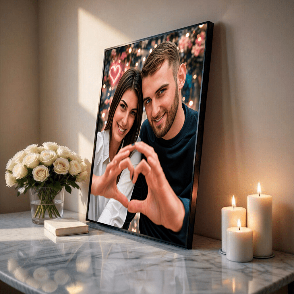 Portret pary zakochanych - plakat, spersonalizowany prezent dla pary - idamell.com