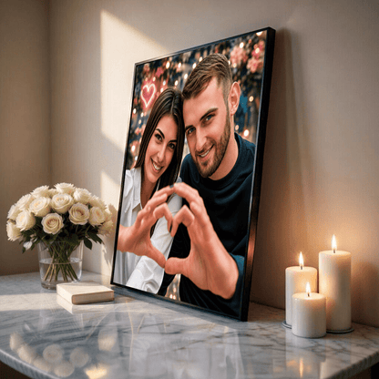Portret pary zakochanych - plakat, spersonalizowany prezent dla pary - idamell.com