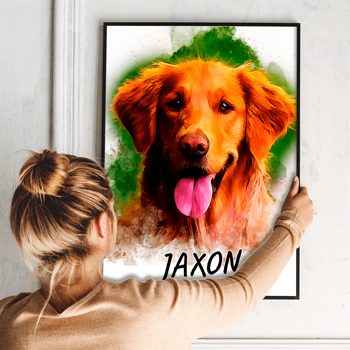 Portret pupila + imię - plakat, spersonalizowany prezent dla właściciela psa - idamell.com
