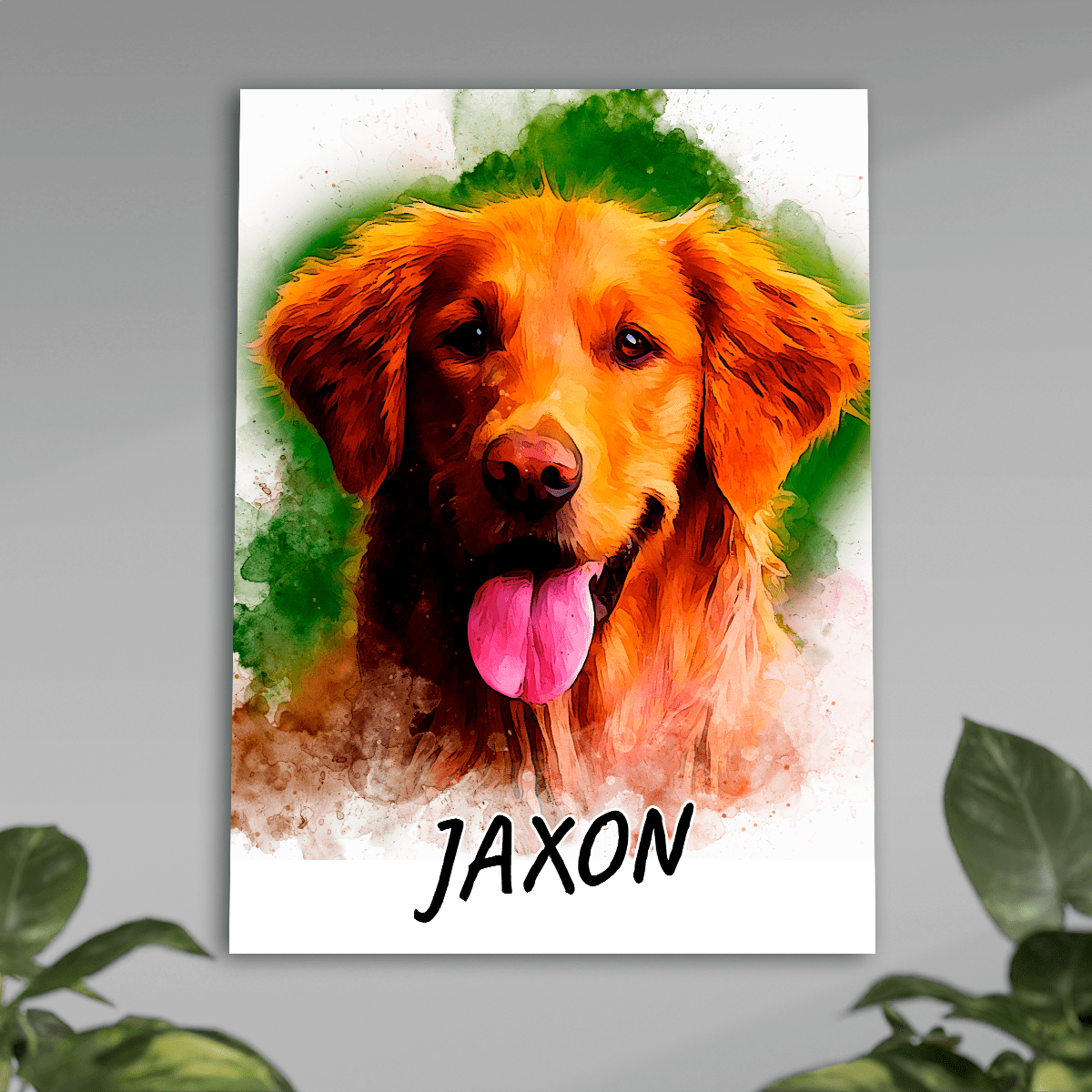 Portret pupila + imię - plakat, spersonalizowany prezent dla właściciela psa - idamell.com