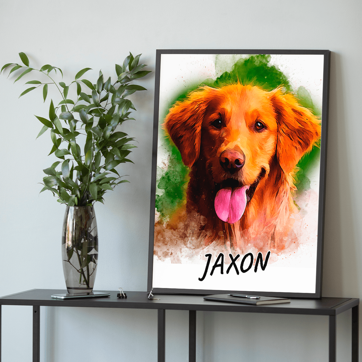 Portret pupila + imię - plakat, spersonalizowany prezent dla właściciela psa - idamell.com