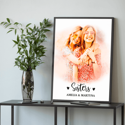 Portret sióstr - plakat, spersonalizowany prezent dla siostry - idamell.com