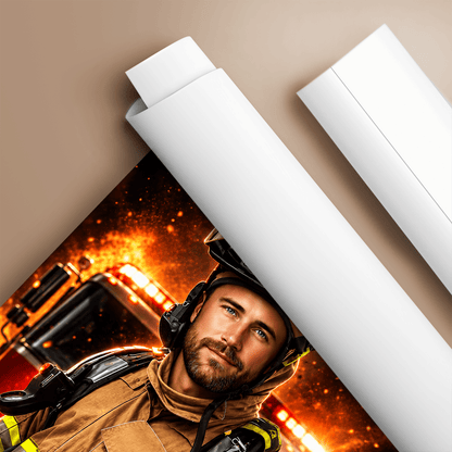 Portret strażaka - plakat, spersonalizowany prezent dla niego - idamell.com