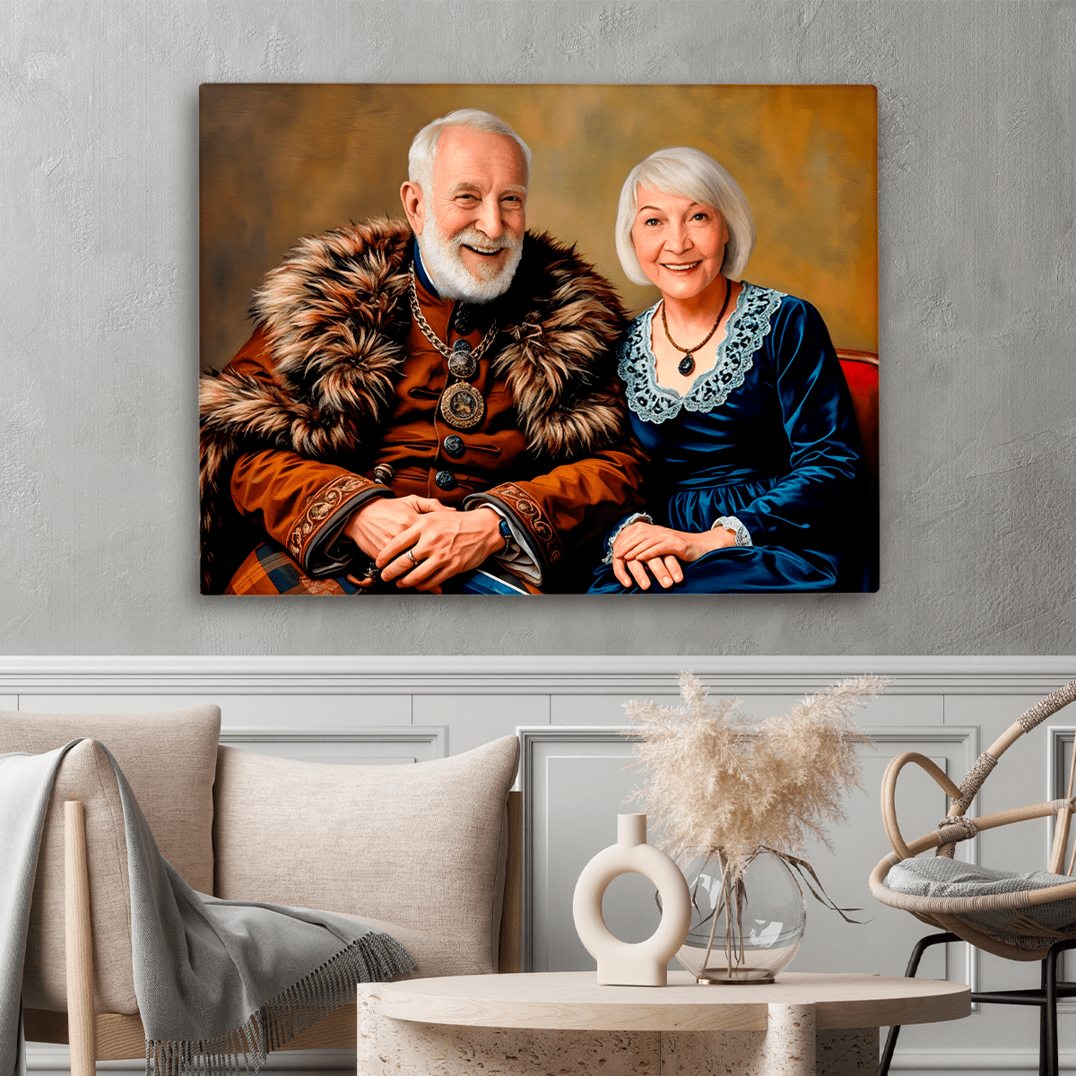 Portret szlachciców - druk na płótnie, spersonalizowany prezent dla dziadków - idamell.com