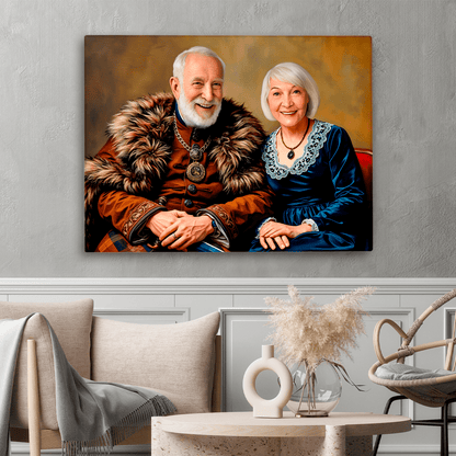 Portret szlachciców - druk na płótnie, spersonalizowany prezent dla dziadków - idamell.com
