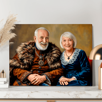 Portret szlachciców - druk na płótnie, spersonalizowany prezent dla dziadków - idamell.com