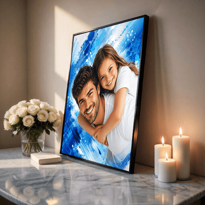 Portret taty z dzieckiem - plakat, spersonalizowany prezent dla taty - idamell.com