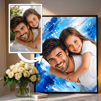 Portret taty z dzieckiem - plakat, spersonalizowany prezent dla taty - idamell.com