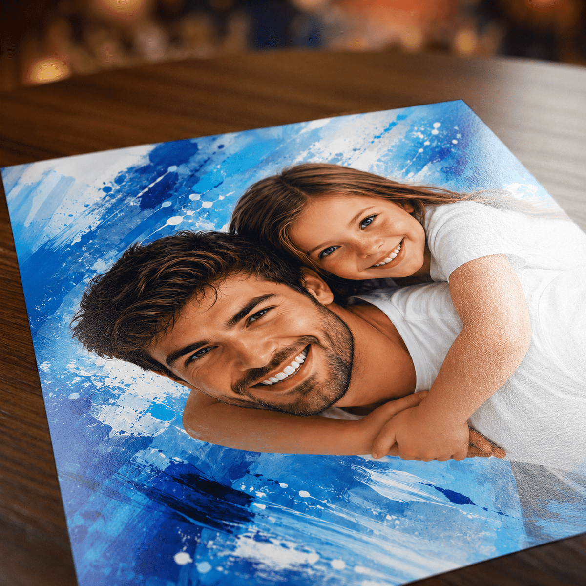 Portret taty z dzieckiem - plakat, spersonalizowany prezent dla taty - idamell.com