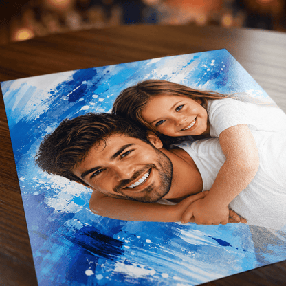 Portret taty z dzieckiem - plakat, spersonalizowany prezent dla taty - idamell.com