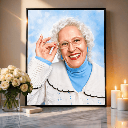 Portret ukochanej babci - plakat, spersonalizowany prezent dla babci - idamell.com