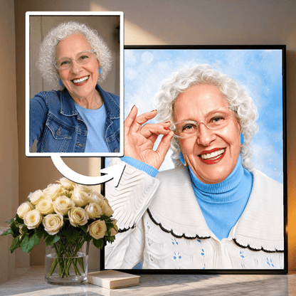 Portret ukochanej babci - plakat, spersonalizowany prezent dla babci - idamell.com