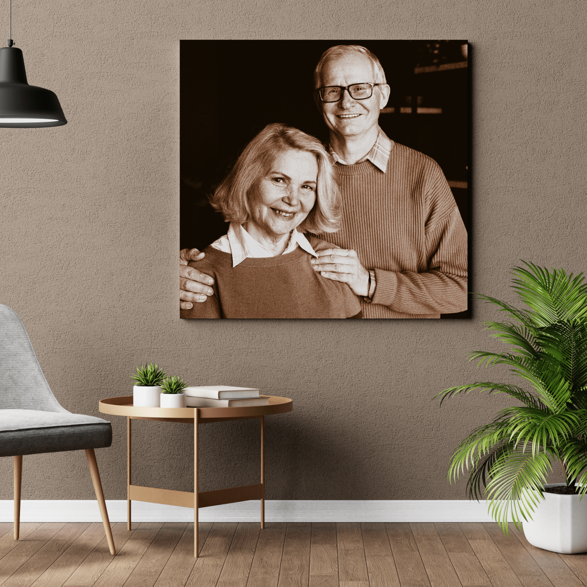 Portret w stylu retro - druk na płótnie, spersonalizowany prezent dla pary - idamell.com