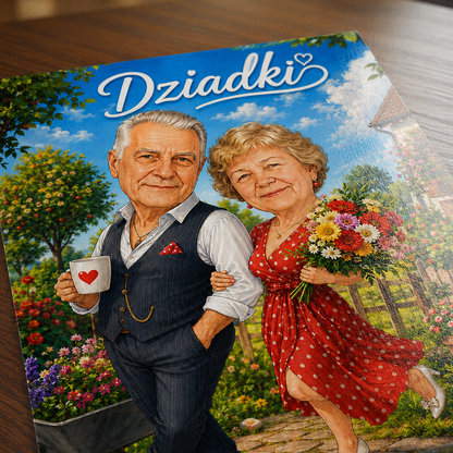 Portret ze zdjęcia na plakacie Karykatura prezent dla dziadków - idamell.com